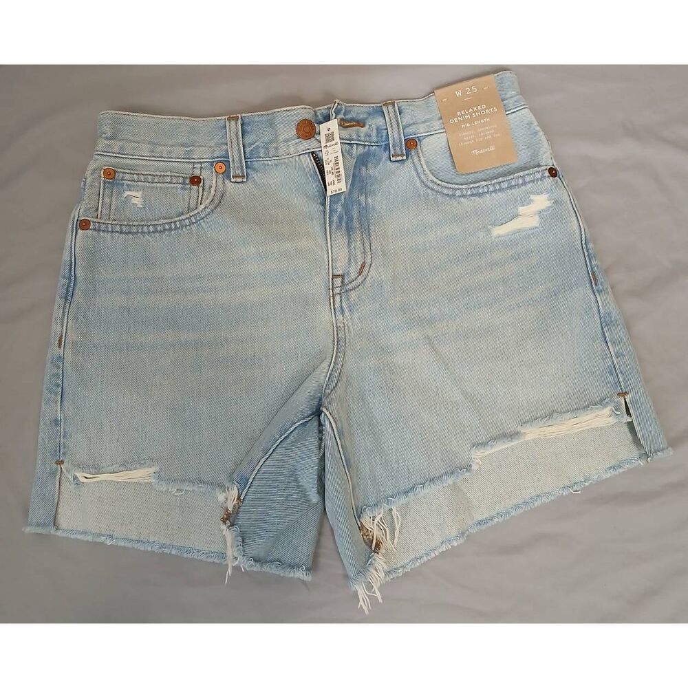 Madewell Womens size 25 high rise denim jeans shorts slouchy cut offs